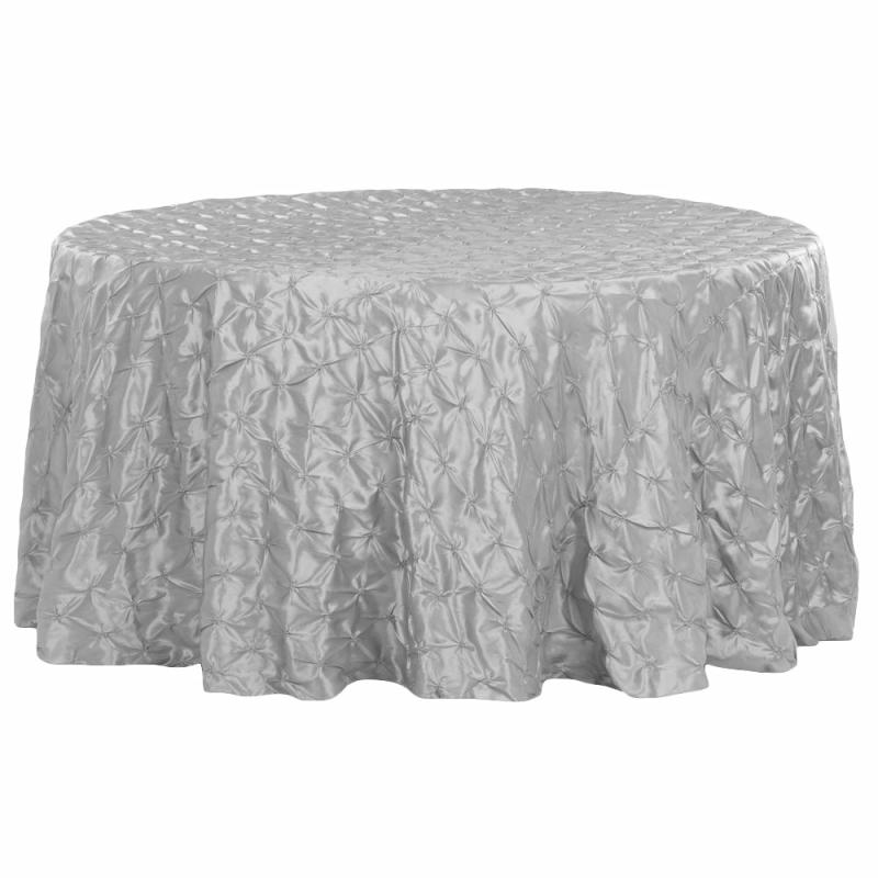 Round Linen Tablecloths |   120" Pinchwheel Round Tablecloth – Silver Round Linen Tablecloths Round Linen Tablecloths