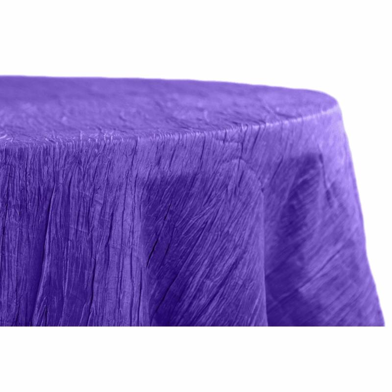 Round Linen Tablecloths |   Accordion Crinkle Taffeta 120" Round Tablecloth – Purple Round Linen Tablecloths Purple