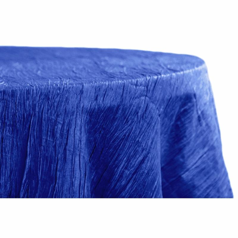 Round Linen Tablecloths |   Accordion Crinkle Taffeta 120" Round Tablecloth – Royal Blue Round Linen Tablecloths Round Linen Tablecloths