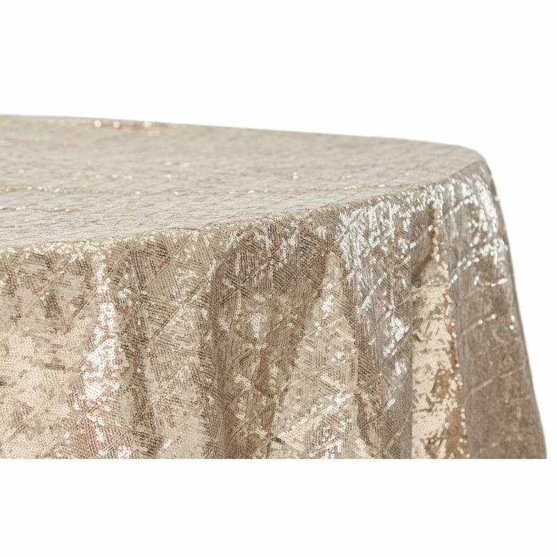 Round Linen Tablecloths |   Diamond Glitz Sequins 120" Round Tablecloth – Champagne Round Linen Tablecloths Champagne