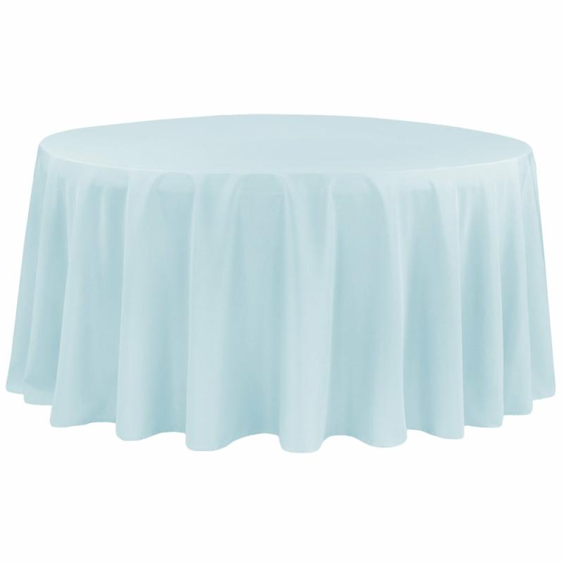 Round Linen Tablecloths |   Economy Polyester Tablecloth 132" Round – Baby Blue Polyester Tablecloths Baby Blue