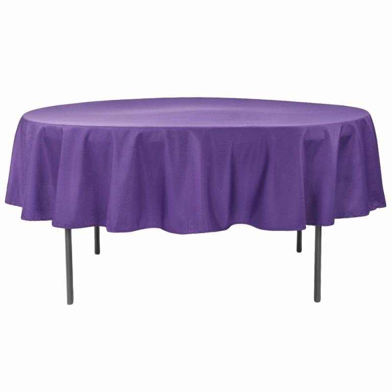 Round Linen Tablecloths |   Economy Polyester Tablecloth 90" Round – Purple Polyester Tablecloths Polyester Tablecloths