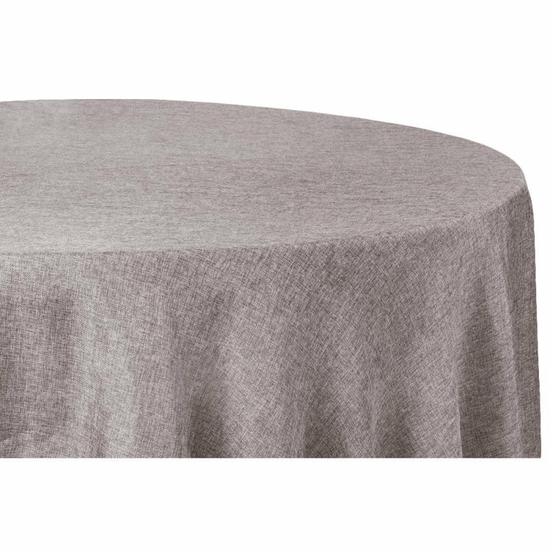 Round Linen Tablecloths |   Faux Burlap Tablecloth 120" Round – Gray Round Linen Tablecloths Gray