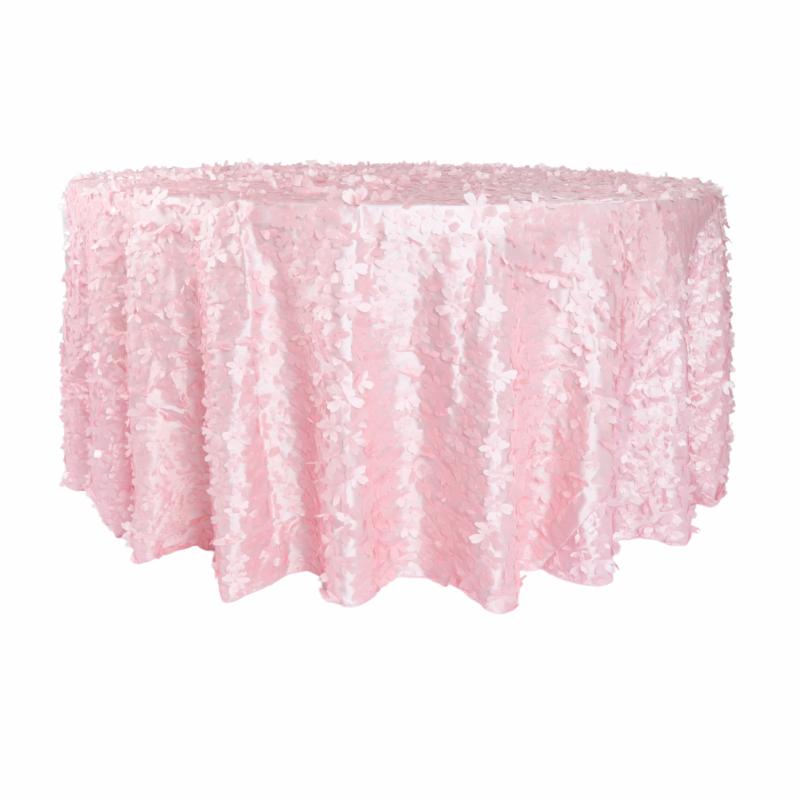 Round Linen Tablecloths |   Flower Petal Taffeta 132" Round Tablecloth – Pink Round Linen Tablecloths Pink