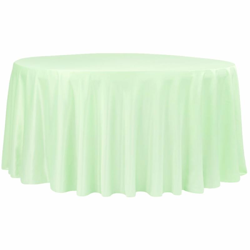 Round Linen Tablecloths |   Lamour Satin 120" Round Tablecloth – Mint Green Round Linen Tablecloths Mint Green