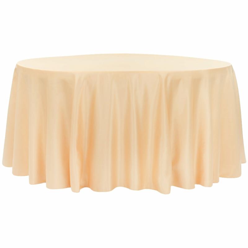 Round Linen Tablecloths |   Lamour Satin 120" Round Tablecloth – Peach Round Linen Tablecloths Peach