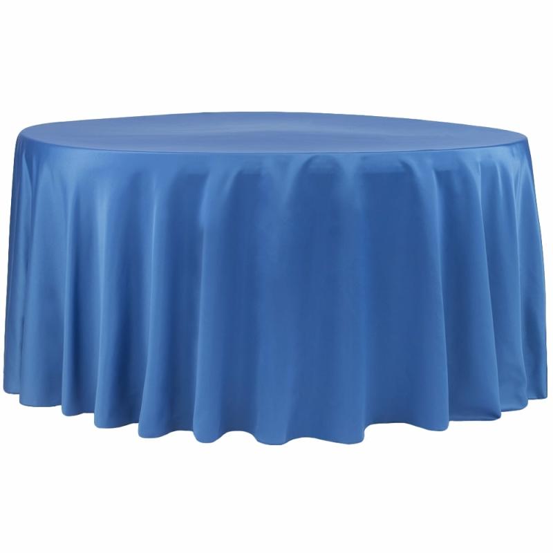 Round Linen Tablecloths |   Lamour Satin 132" Round Tablecloth – Royal Blue Round Linen Tablecloths Round Linen Tablecloths