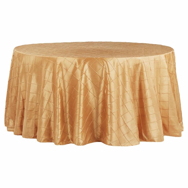 Round Linen Tablecloths |   Pintuck 120" Round Tablecloth – Gold Round Linen Tablecloths Gold