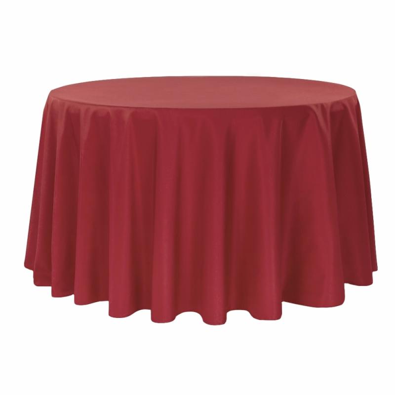 Round Linen Tablecloths |   Polyester 108" Round Tablecloth – Apple Red Polyester Tablecloths Apple Red