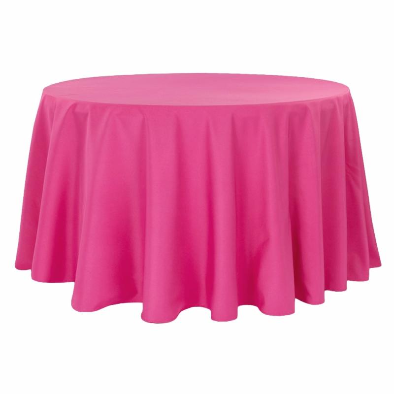 Round Linen Tablecloths |   Polyester 108" Round Tablecloth – Fuchsia Polyester Tablecloths Fuchsia