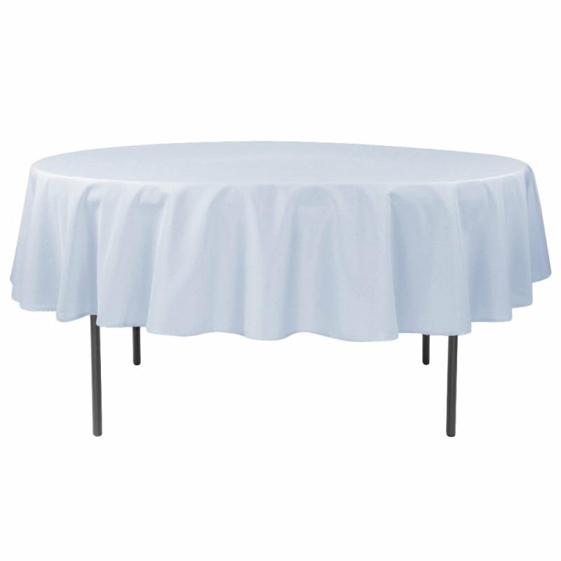 Round Linen Tablecloths |   Polyester 90" Round Tablecloth – Dusty Blue Polyester Tablecloths Dusty Blue