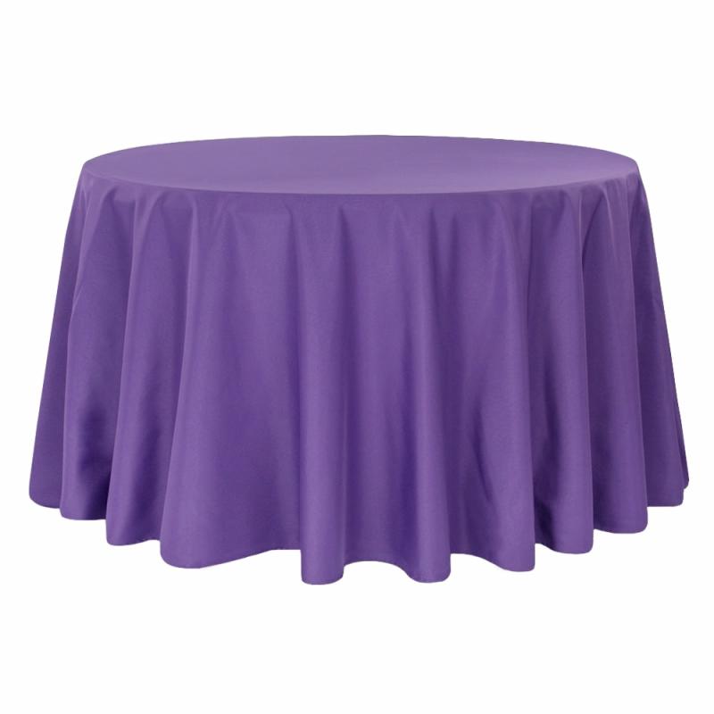 Round Linen Tablecloths |   Round Polyester 132" Tablecloth – Purple Polyester Tablecloths Polyester Tablecloths