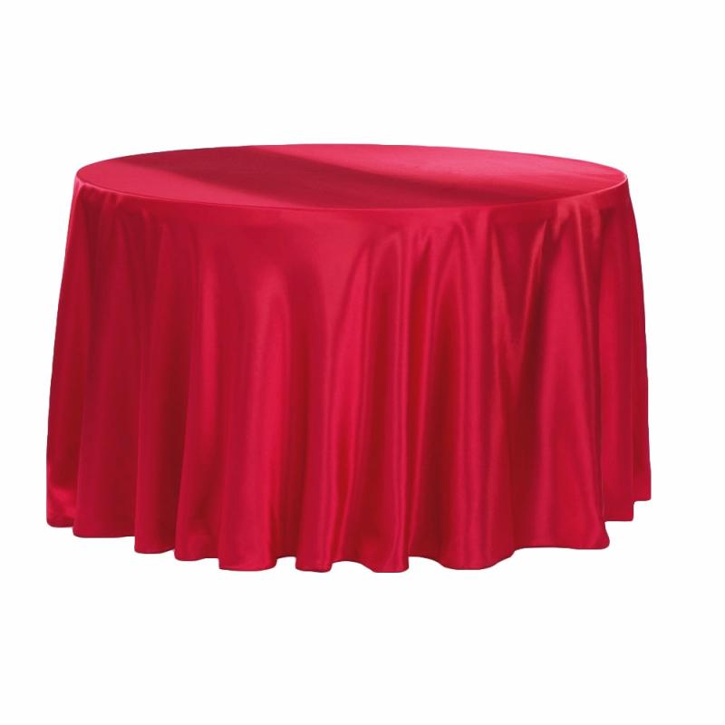 Round Linen Tablecloths |   Satin 108" Round Tablecloth – Apple Red Round Linen Tablecloths Apple Red