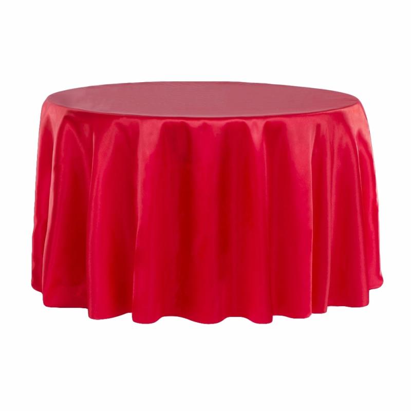 Round Linen Tablecloths |   Satin 108" Round Tablecloth – Red Round Linen Tablecloths Red