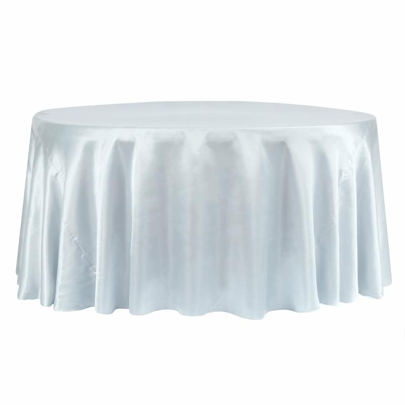 Round Linen Tablecloths |   Satin 120" Round Tablecloth – Dusty Blue Round Linen Tablecloths Dusty Blue