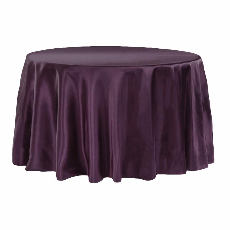 Round Linen Tablecloths |   Satin 120" Round Tablecloth – Eggplant/Plum Round Linen Tablecloths Eggplant,Plum