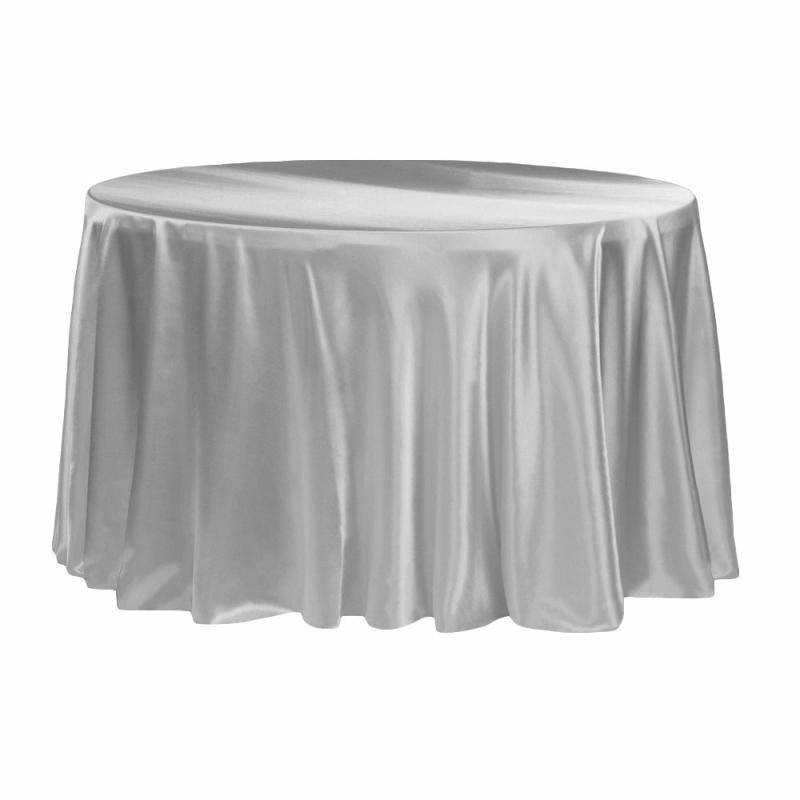 Round Linen Tablecloths |   Satin 120" Round Tablecloth – Silver Round Linen Tablecloths Round Linen Tablecloths