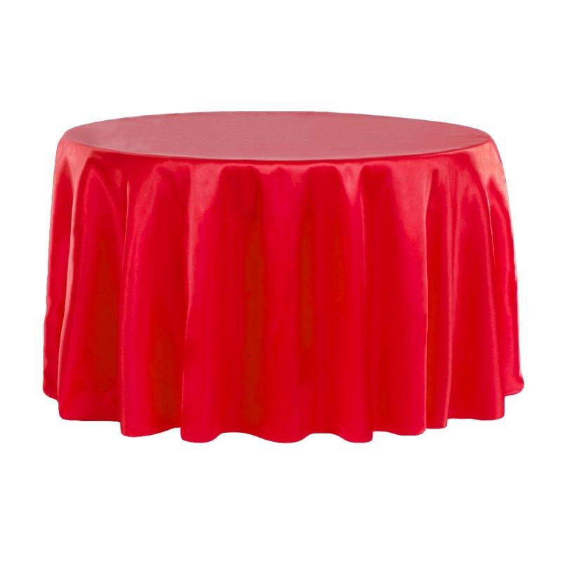 Round Linen Tablecloths |   Satin 132" Round Tablecloth – Red Round Linen Tablecloths Red