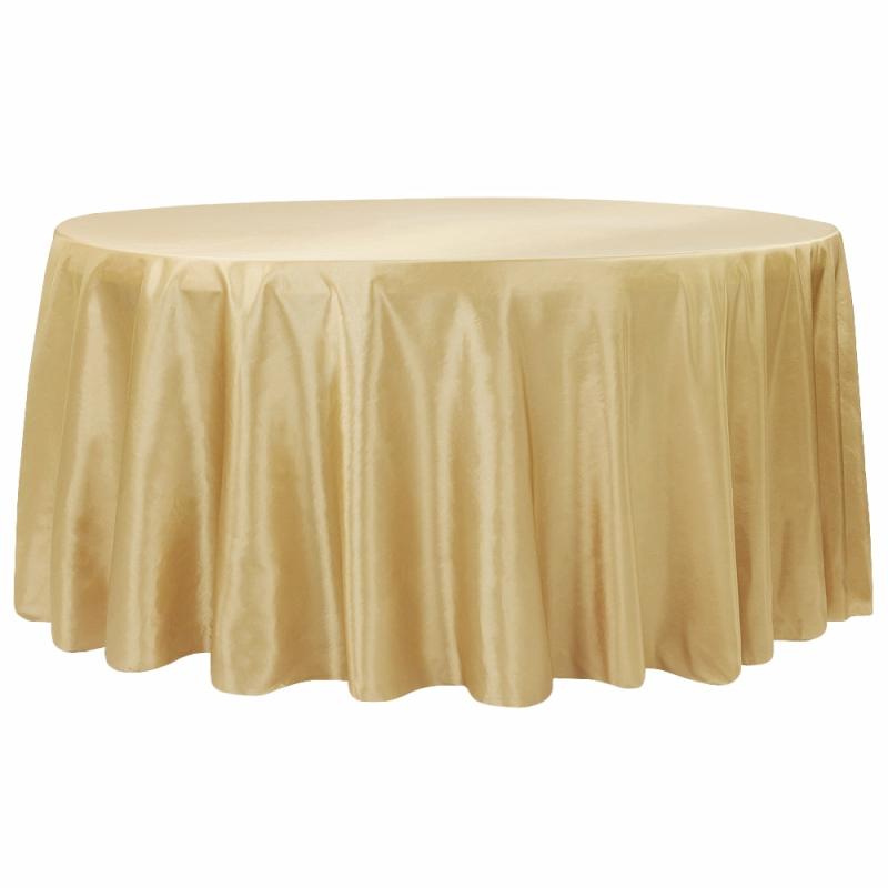 Round Linen Tablecloths |   Taffeta Tablecloth 120" Round – Gold Round Linen Tablecloths Gold