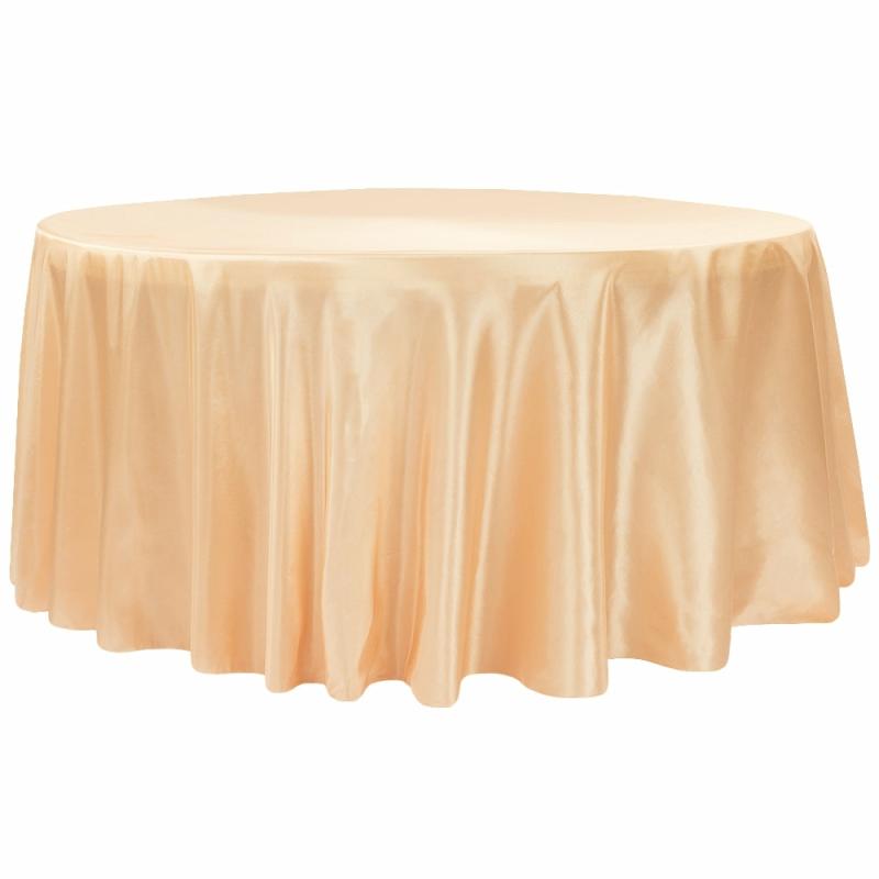 Round Linen Tablecloths |   Taffeta Tablecloth 120" Round – Peach Round Linen Tablecloths Peach