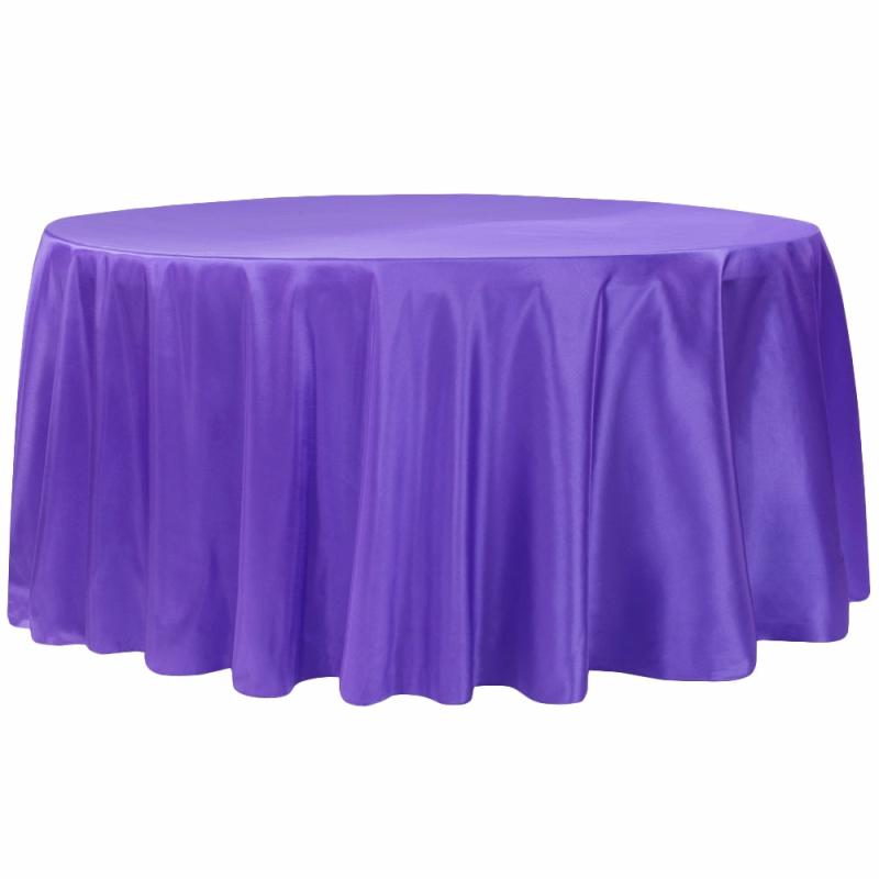 Round Linen Tablecloths |   Taffeta Tablecloth 120" Round – Purple Round Linen Tablecloths Purple