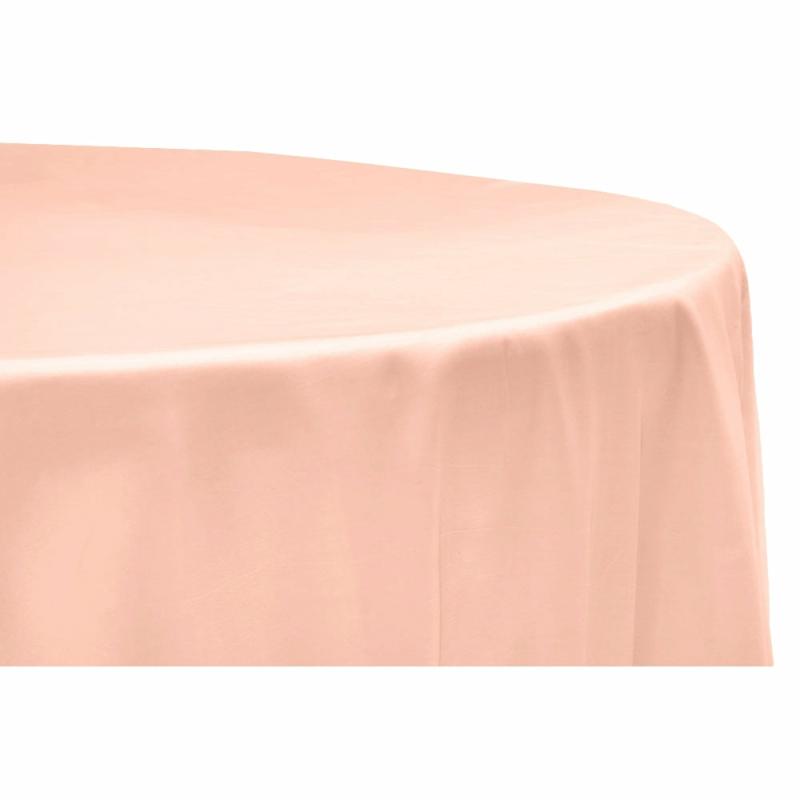 Round Linen Tablecloths |   Taffeta Tablecloth 132" Round – Blush/Rose Gold Round Linen Tablecloths Blush,Rose Gold