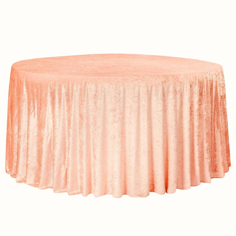 Round Linen Tablecloths |   Velvet 120" Round Tablecloth – Peach Round Linen Tablecloths Peach