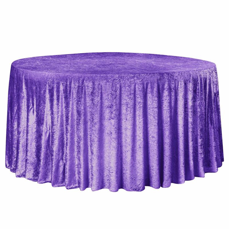 Round Linen Tablecloths |   Velvet 120" Round Tablecloth – Purple Round Linen Tablecloths Purple