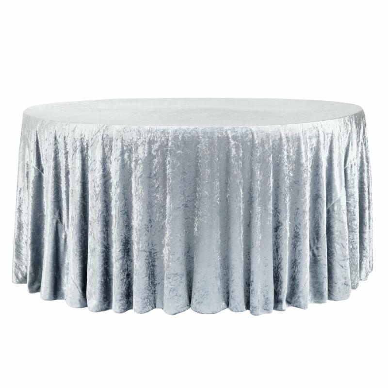 Round Linen Tablecloths |   Velvet 132" Round Tablecloth – Dusty Blue Round Linen Tablecloths Dusty Blue