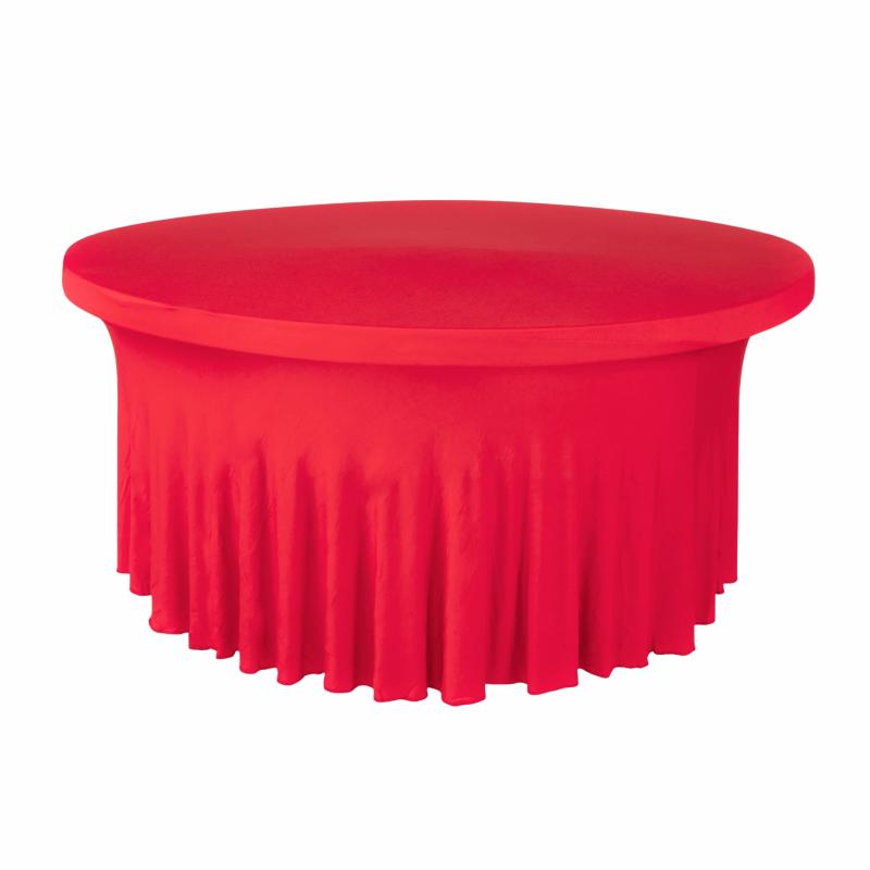 Round Linen Tablecloths |   Wavy Spandex Table Cover 5Ft Round – Red Round Linen Tablecloths Red