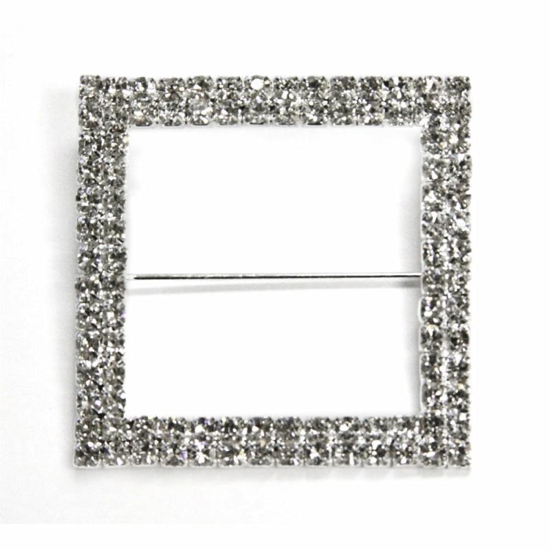 Sash Clips & Buckles |   Square Diamond Rhinestone Metal Pin Sash Buckle – Silver Chair Covers & Chair Sashes Sash Clips & Buckles