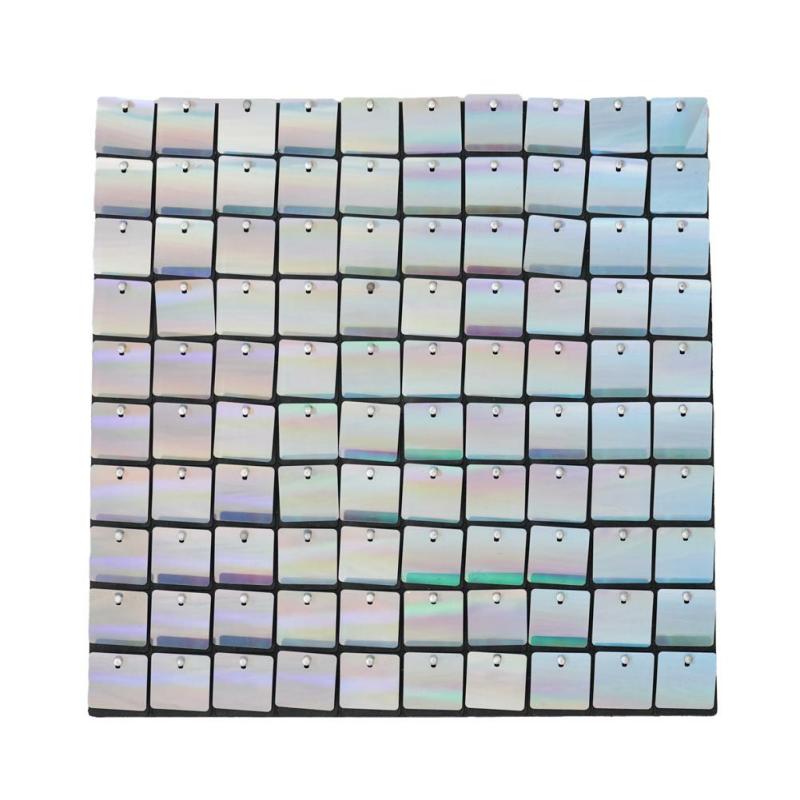 Shimmer Sequin Wall Panels |   Spangle Shimmer Sequin Wall Panel Backdrops (24 Panels) – Iridescent Silver Beads & Crystal Backdrops Beads & Crystal Backdrops