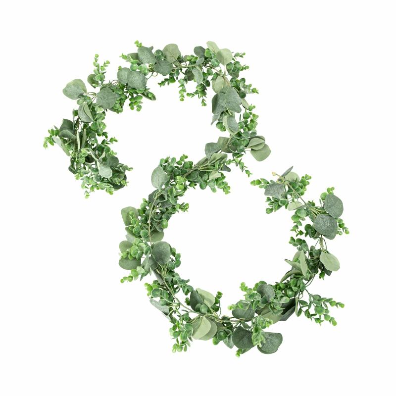 Silk Floral Bush & Stem |   6Ft Eucalyptus Artificial Greenery Garland Artificial Flowers & Greeneries Green