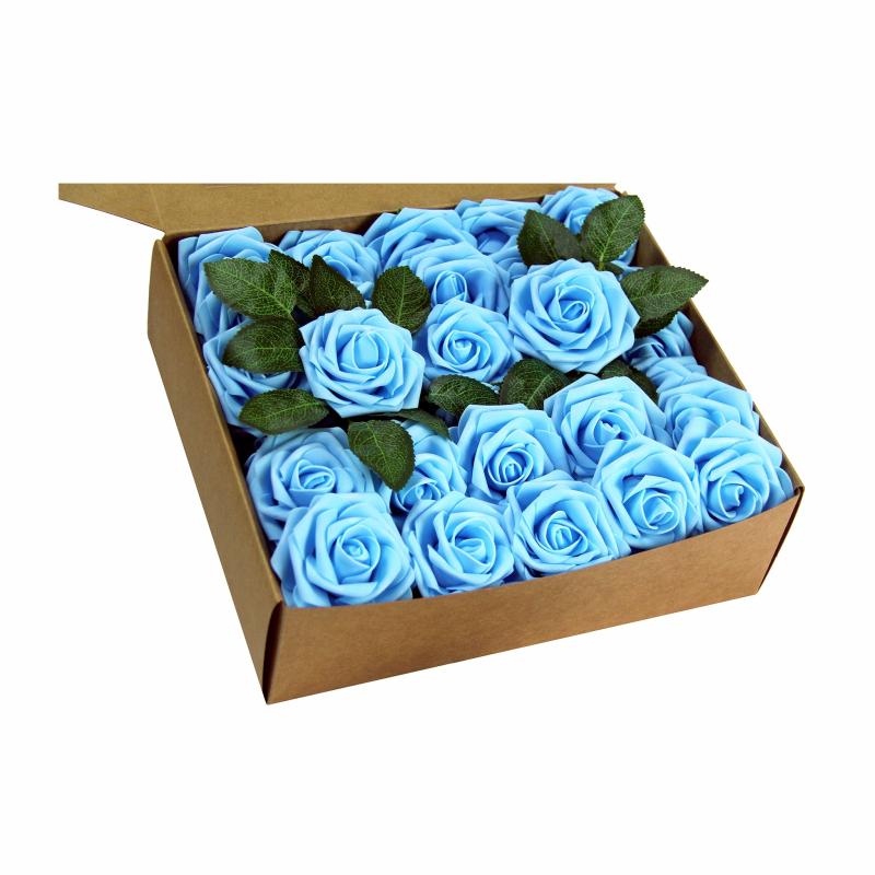 Silk Floral Bush & Stem |   Artificial Diy Foam Rose Stems (50 Pcs) – Baby Blue Artificial Flowers & Greeneries Baby Blue