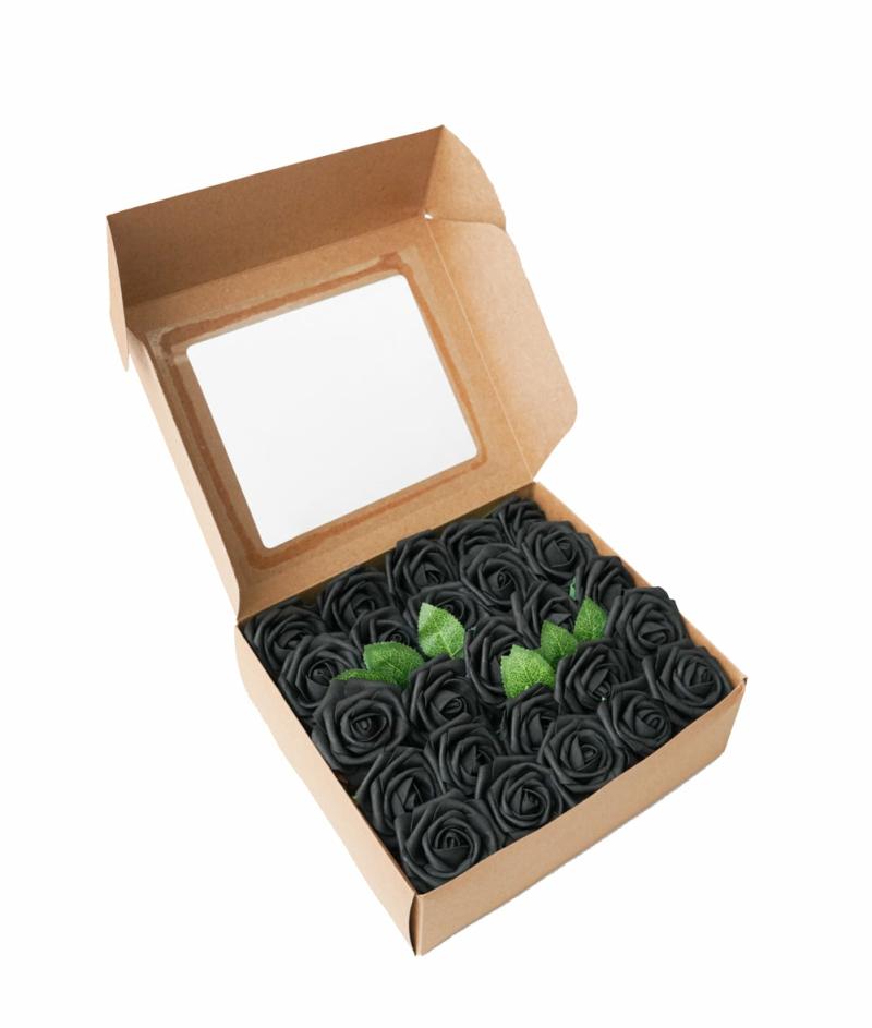 Silk Floral Bush & Stem |   Artificial Diy Foam Rose Stems (50 Pcs) – Black Artificial Flowers & Greeneries Black