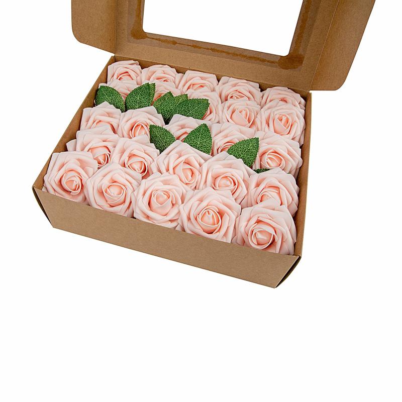 Silk Floral Bush & Stem |   Artificial Diy Foam Rose Stems (50 Pcs) – Blush/Rose Gold Artificial Flowers & Greeneries Blush,Rose Gold