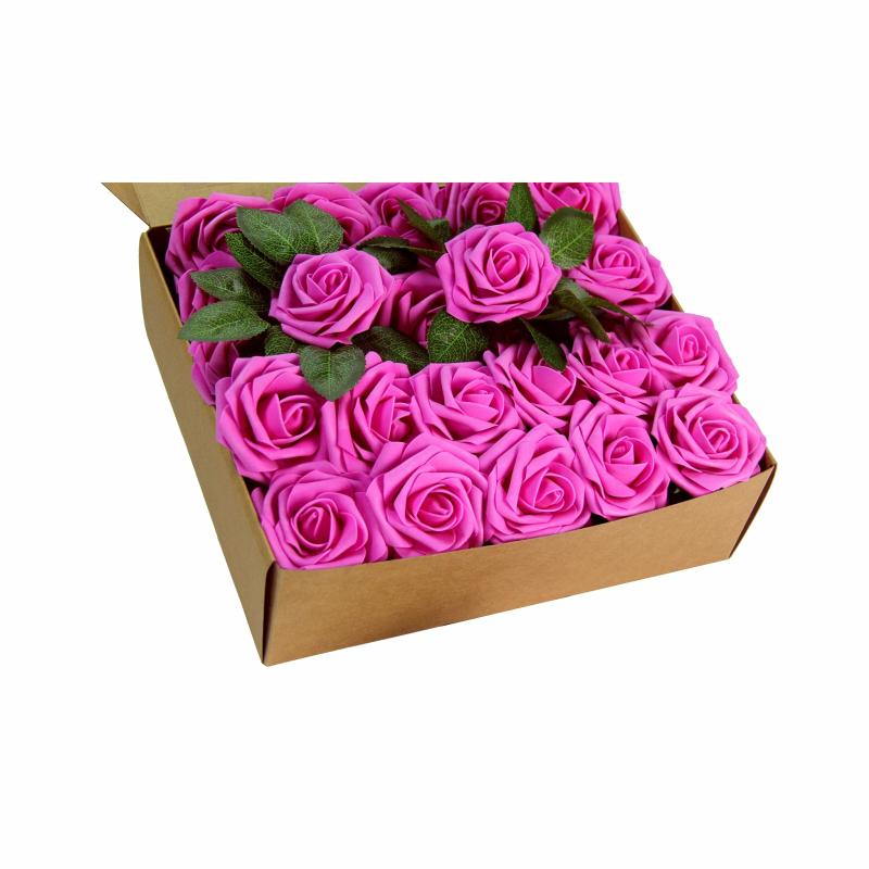 Silk Floral Bush & Stem |   Artificial Diy Foam Rose Stems (50 Pcs) – Fuchsia Artificial Flowers & Greeneries Fuchsia