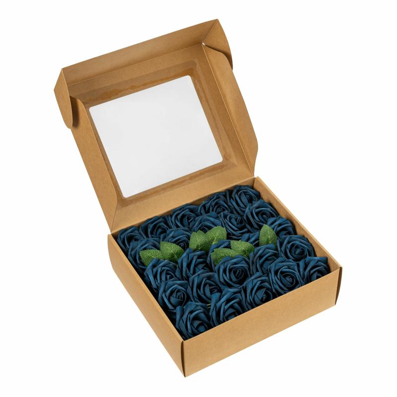 Silk Floral Bush & Stem |   Artificial Diy Foam Rose Stems (50 Pcs) – Navy Blue Artificial Flowers & Greeneries Navy Blue