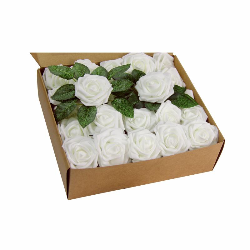 Silk Floral Bush & Stem |   Artificial Diy Foam Rose Stems (50 Pcs) – White Artificial Flowers & Greeneries Silk Floral Bush & Stem