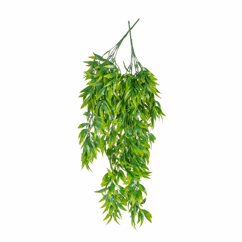 Silk Floral Bush & Stem |   Artificial Hanging Ruscus Greenery Bush (2 Pc/Pk) Artificial Flowers & Greeneries Green