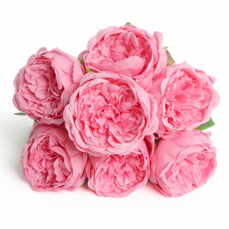 Silk Floral Bush & Stem |   Silk Artificial Peony Flower Bush Bundle – Light Pink Artificial Flowers & Greeneries Light Pink