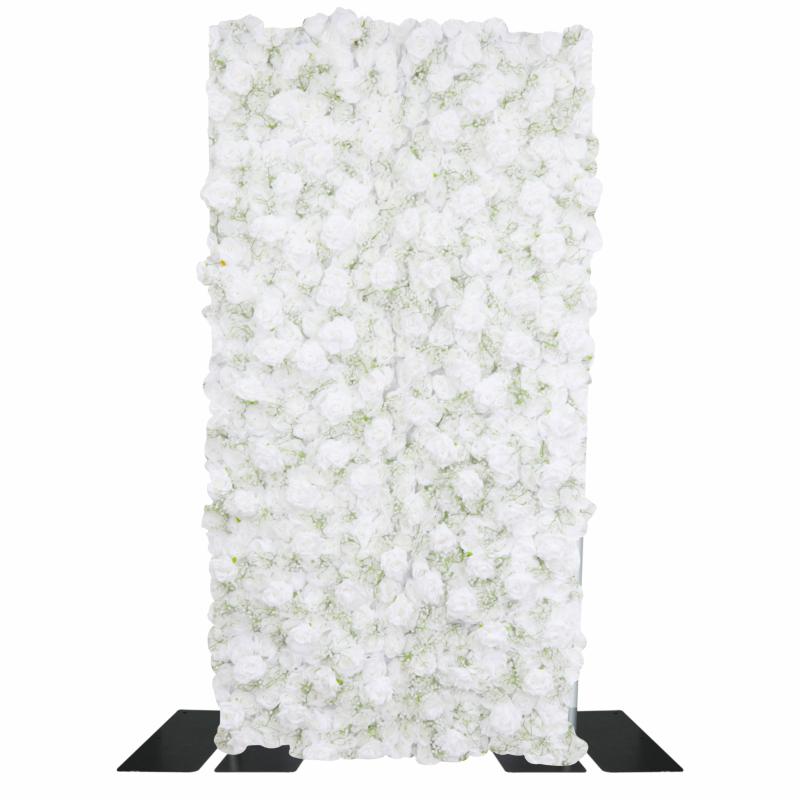 Silk Floral Wall Backdrops |   Roll Up Roses And Baby’s Breath Flower Wall Backdrop 8Ft X 4Ft – White Artificial Flowers & Greeneries Silk Floral Wall Backdrops