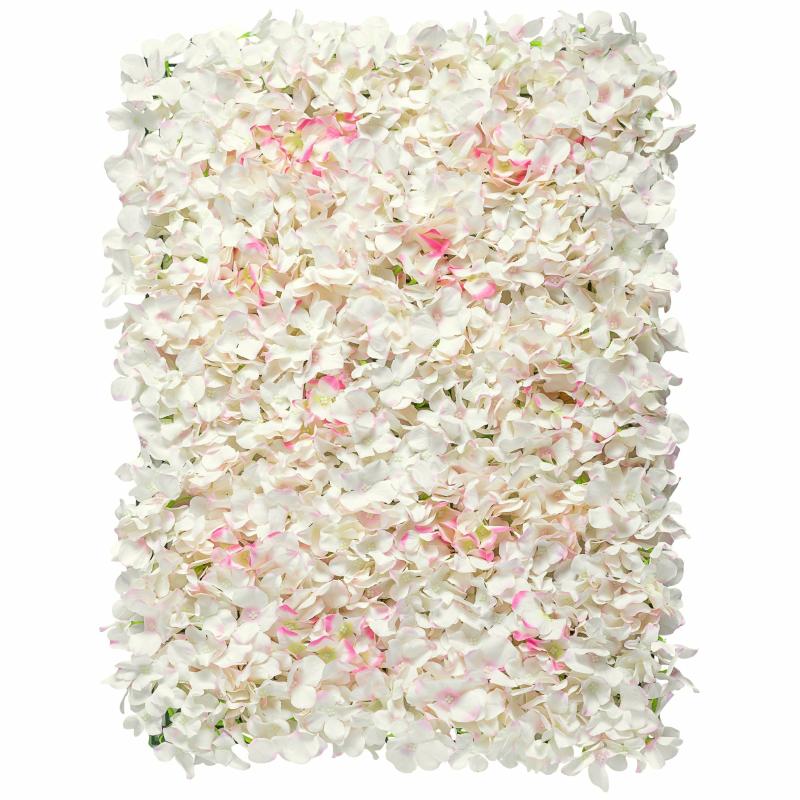 Silk Floral Wall Backdrops |   Silk Hydrangeas Flower Wall Backdrop Panel – Bi-Color Pink & White Artificial Flowers & Greeneries Pink