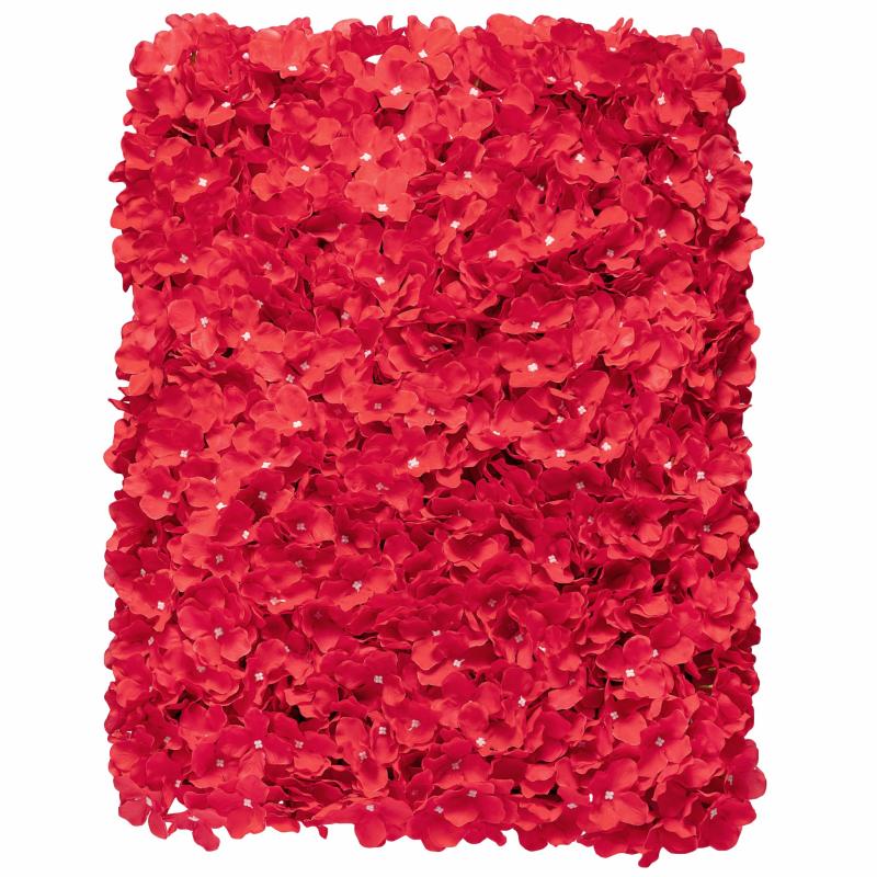 Silk Floral Wall Backdrops |   Silk Hydrangeas Flower Wall Backdrop Panel – Red Artificial Flowers & Greeneries Red