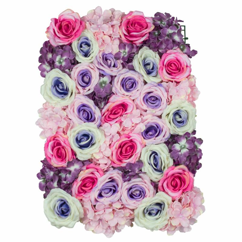 Silk Floral Wall Backdrops |   Silk Roses/Hydrangeas Flower Wall Backdrop Panel – Lavender & Pink & Purple Artificial Flowers & Greeneries Lavender & Pink & Purple