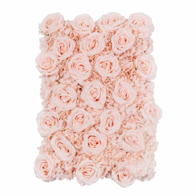 Silk Floral Wall Backdrops |   Silk Roses/Hydrangeas Flower Wall Backdrop Panel – Light Pink Pastel Pink