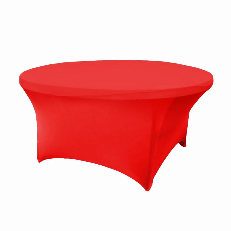 Stretch Spandex Table Covers |   5Ft Round Spandex Table Cover – Red Round Linen Tablecloths Red