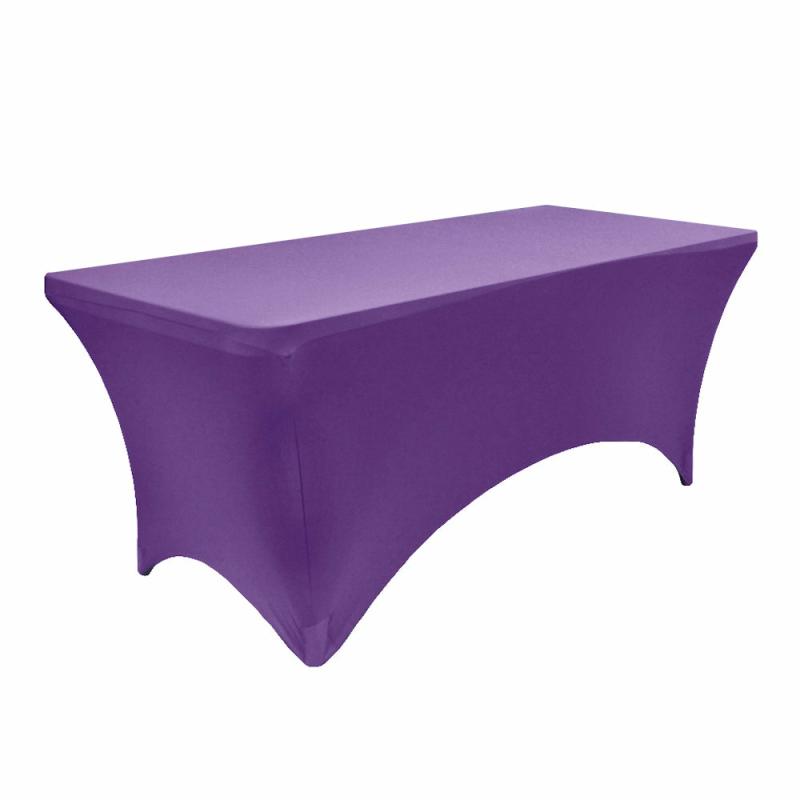 Stretch Spandex Table Covers |   Rectangular 6 Ft Spandex Table Cover – Purple Rectangle Tablecloths Purple