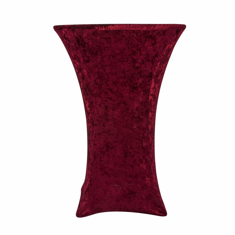 Stretch Spandex Table Covers |   Velvet Spandex Cocktail Table Cover 32" Round – Burgundy Round Linen Tablecloths Burgundy