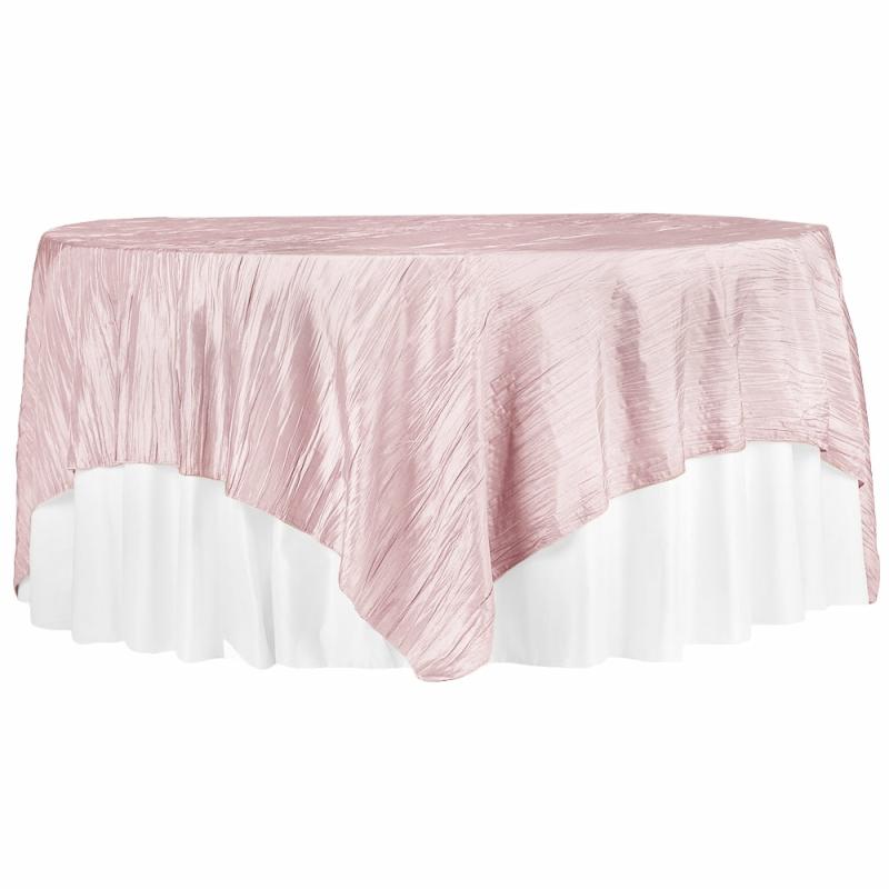 Table Overlay Toppers |   Accordion Crinkle Taffeta Table Overlay Topper 85"X85" Square – Pink Table Linens & Table Skirts Pink